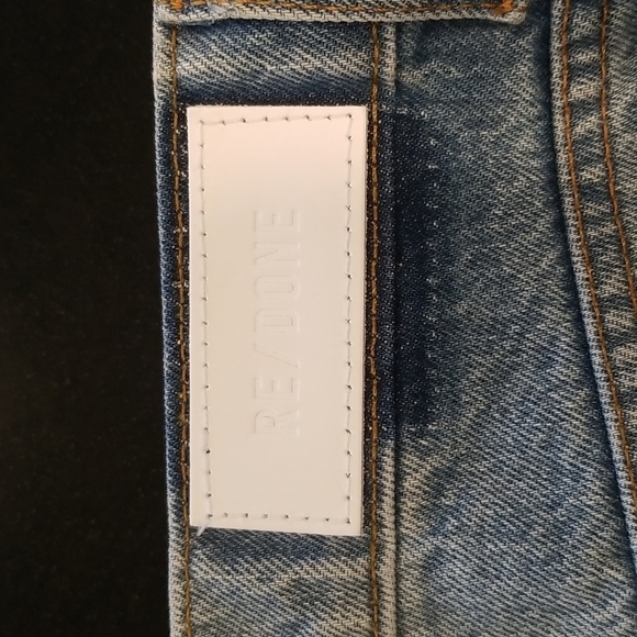 💕RE/DONE💕 70's Straight Leg Jeans ~ Daring Indigo With Rip High Waist 31 NWOT - Picture 16 of 16